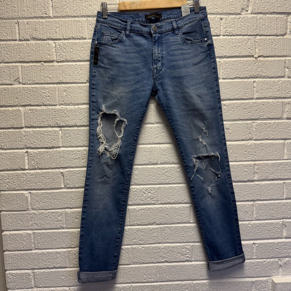 Frankie Morello Blue Skinny Jeans with Natural Distressing